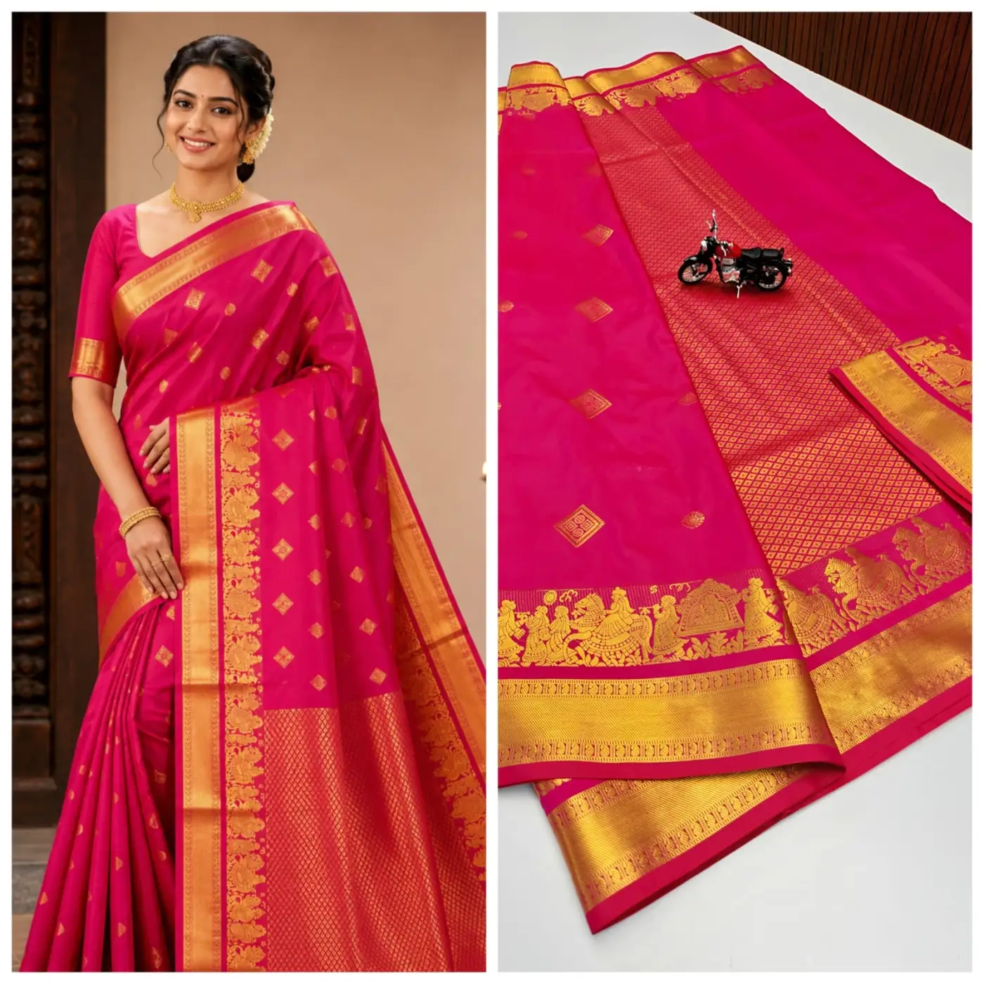 Diamond Butta Double Side Pallakku Border Saree